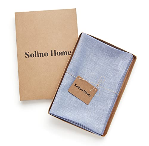Solino Home 100% 리넨 냅킨 샴브레이 블루, 아테나 50.8 x 50.8cm(20 x 20인치), 4개 세트 - color: 05: 블루 샴브레이, size: 20" x 20" (Set of 4)