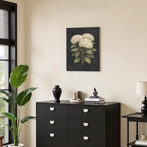 Framed Botanical Wall Art, Moody Hydrangea Canvas Prints, 16x24 Inch - color: Hydrangea