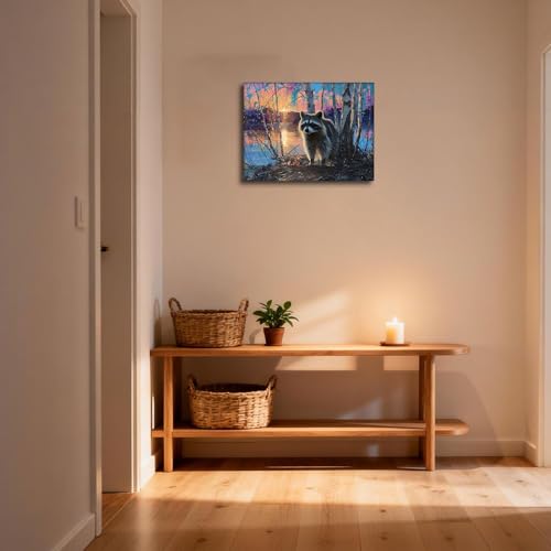 Halioyo Raccoon Canvas Wall Art, Sunset Raccoon Wall Poster(18x24 in) - color: Painting-11, size: 24"L x 18"W