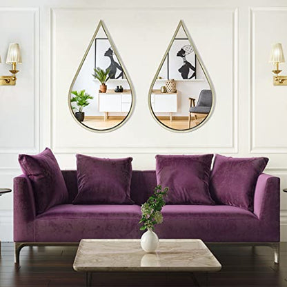 BAODANFU Wall Mirror Decorative Mirrors Mounted Decor Rain Tear Drop Shape Wall-Mounted Gold for Bedroom Living Room Entryway Bathroom Vanity(Gold, 1-Pack)