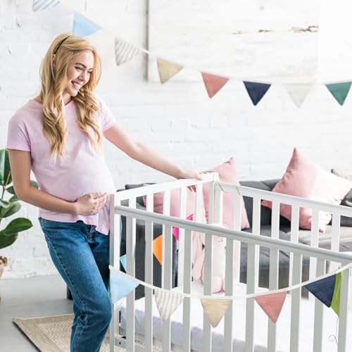 Oudain 2 Pcs Pennant Banner Flags Nursery Garland Triangle, Elegant Color - color: Elegant Color