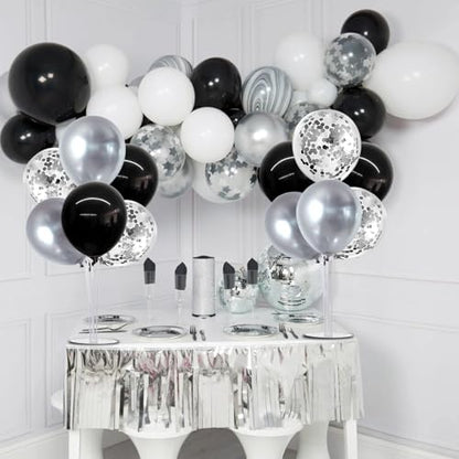 TONIFUL 4 Set Black and Silver Balloon Stand Balloon Centerpiece for Table - color: Black Silver