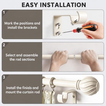 White Curtain Rods Set 2 Pack for Windows 72 to 144 Inch Long - color: White, size: 36"-150"|2 Pack