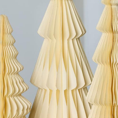 Set of 3 Winter White Ivory Honeycomb Trees (Large Set 3 Ivory) - color: Large Set 3 Ivory