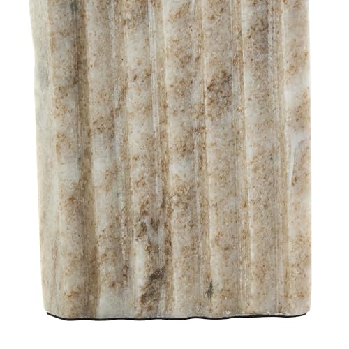 deco 79 Marble Geometric Decorative Sculpture Rectangular Home Decor Statue with Arched Groove Interior, Accent Figurine 6" x 2" x 11", Beige
