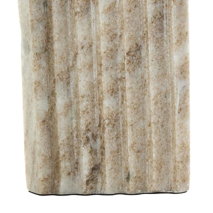 deco 79 Marble Geometric Decorative Sculpture Rectangular Home Decor Statue with Arched Groove Interior, Accent Figurine 6" x 2" x 11", Beige