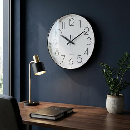 jomparis 10 Inch Black Wall Clock Battery Operated Silent & Non-Ticking Wall Clock Classic Clock for Home,Office,Bedroom, School - color: Black, size: 10 Inch