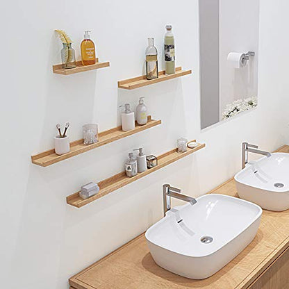 HOMWOO Floating Shelves Walnut Natural Wood Wall Shelves Picture Ledge for Home, Living Room, Bedroom, Bathroom, Office,20 Inches - size: 20 inches