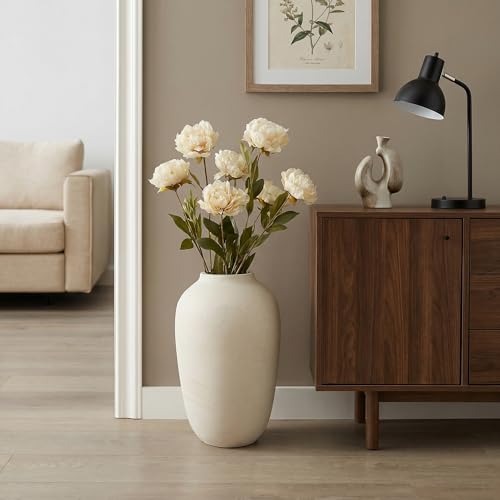 White Floor Vase, Large 20 Inch Tall Decorative Vase for Pampas Grass, Farmhouse Flower Vases, Rustic Vases Minimalist Home Decor for Living Room, Entry Way, Table, Weddings