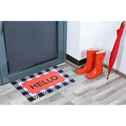 Entryway Hello Welcome Door Mat 16 x 24 Inch, Non Slip Doormat Outdoor Entrance, Durable Dirt Trapper Floor Mats Suitable for Front Door Outdoor Outside Home Patio Garage High Traffic Entry
