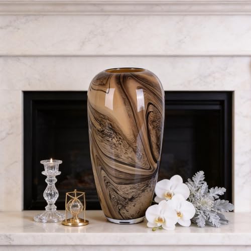 Hand Blown Glass Vase Decorative Flower Vase for Home Decor Living Room Bedroom Office Centerpiece Tabletop Display Modern Art Glass Decor Wide Mouth Design (Quicksand Vase - L) - size: Quicksand Vase - L