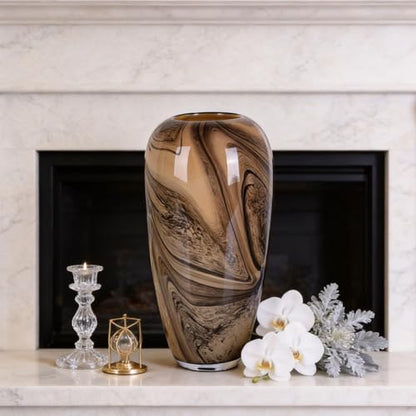 Hand Blown Glass Vase Decorative Flower Vase for Home Decor Living Room Bedroom Office Centerpiece Tabletop Display Modern Art Glass Decor Wide Mouth Design (Quicksand Vase - L) - size: Quicksand Vase - L
