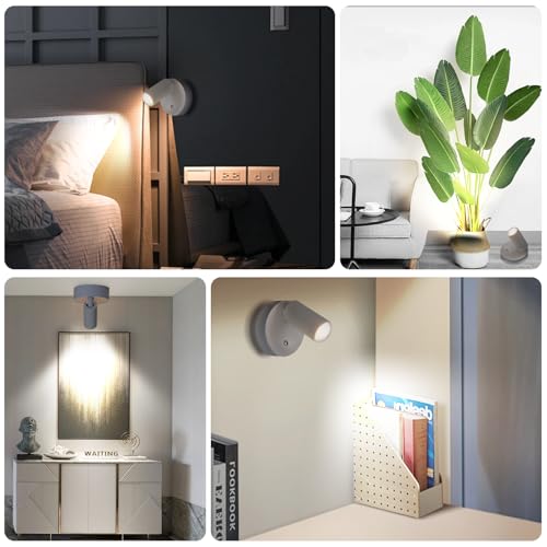 LED Wireless Spotlights with Remote Up Lights Indoor Dimmable Picture Light Battery Operated with Timer, Rechargeable Spot Lights Accent Uplighting for Plant Wall Art Dartboard - color: White