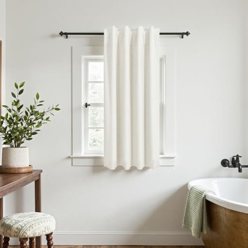 Short Linen Blackout Bathroom Window Cafe Curtain 45 Inch Length 34" Wide 1 Panel for Bedroom Cream Ivory Privacy Protected Sound Proof Decorative Farmhouse Single Curtain Panel for Kitchen 34W x 45L - color: Natural, size: 34"W x 45"L (Pack of 1)