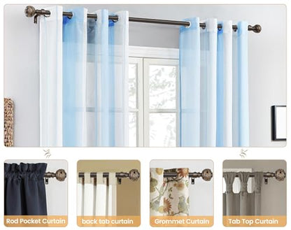 USFOOK 2 Pack Curtain Rods for Windows 48 to 84 Inch, Bronze, Leaf Finials - color: Bronze, size: 48-84"(2 pack)
