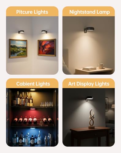 2 Pack Picture Lights for Wall, 2000mAh Rechargeable Poster Light - size: 2 Pack