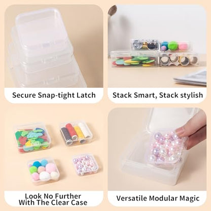 LJY 32 Clear Square Plastic Boxes, 4 Sizes for Hardware - color: Transparent, size: Mixed Sizes (2.1-3.3 inch)
