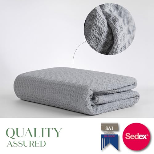 100% Cotton Waffle Weave Blanket for Hot Sleepers, Twin 92" x 68" - color: Scottish Grey, size: Twin(92"x68")