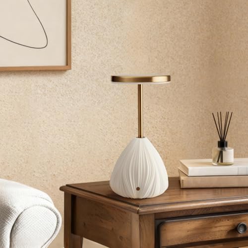 RONDURE Ceramic Cordless Rechargeable Touch Dimmable Table Lamp