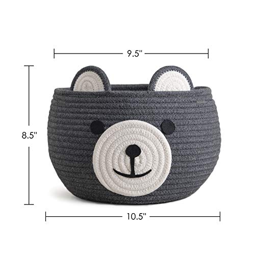 CherryNow Baby Basket for Gifts Empty, Cute Bear Design, Grey - color: Grey, size: 10.5"D x 8.5"H