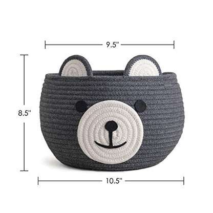 CherryNow Baby Basket for Gifts Empty, Cute Bear Design, Grey - color: Grey, size: 10.5"D x 8.5"H