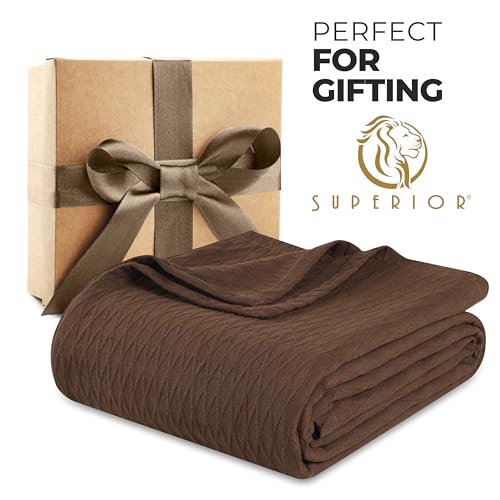 Superior Cotton Blanket, Lightweight, Breathable Bedding, Throw, Chocolate - color: Chocolate, size: Throw