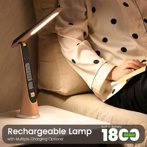 WILIT Rechargeable Lamps Cordless Table Lamp, Foldable Portable Desk Lamp - LED Battery Operated Lights with Stepless Brightness&Time Display for Office Lamp, Book Lights, College Dorm Essentials - style: Classic