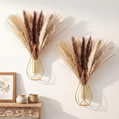 Otoolling Boho Wall Decor Set of 2, Gold, Pampas - color: Gold, style: Pampas