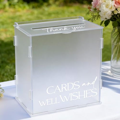 Frosted Acrylic Wedding Card Box, Elegant Matte Gift Card Holder with Slot for Cash Gifts Envelopes, Decorative Table Decor for Wedding Reception Birthday Baby Shower & Graduation Party - style: Frosted