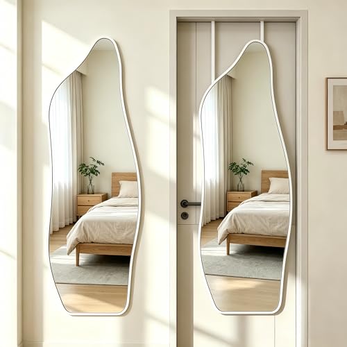 48"x16" Full Length Door Mirror, Dolphin Hanging Mirror, White - color: White, size: 48"L x 16"W