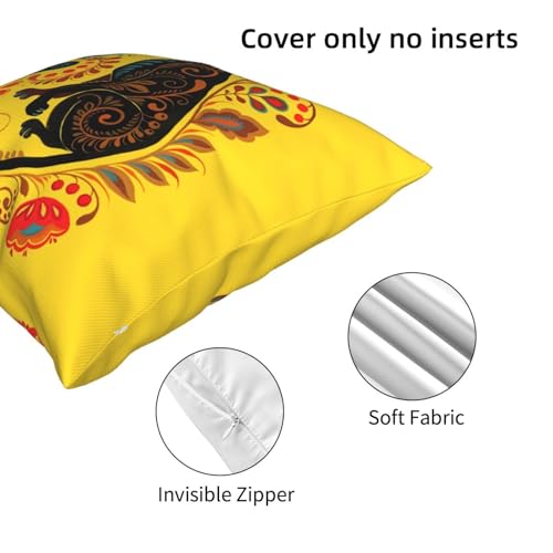 Yellow Panther Butterfly Folk Art Pillow Throw Pillow Velvet 18In - color: Color-33, size: 18" x 18" (Pack of 1)