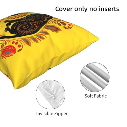 Yellow Panther Butterfly Folk Art Pillow Throw Pillow Velvet 18In - color: Color-33, size: 18" x 18" (Pack of 1)