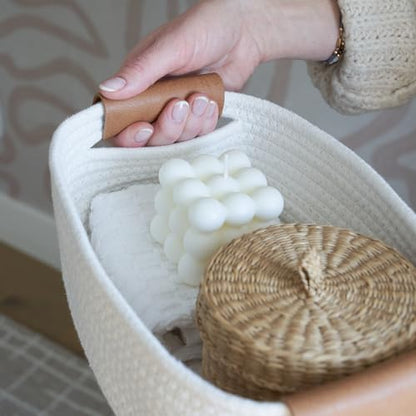 Beautiful Storage Basket Set of 3 - Sturdy Rope Baskets for Shelves - color: Beige