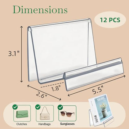 Dicunoy 12 Pack Purse Display Stand, Clear Acrylic Handbag Organizer Holder