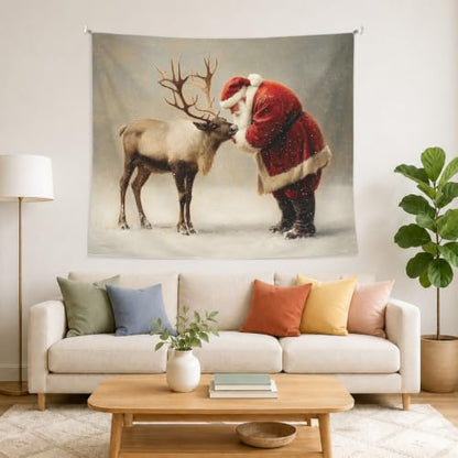 AHNWICNR Santa Claus and Reindeer Tapestry, Christmas Wall Hanging Decor - color: Santa Reindeer