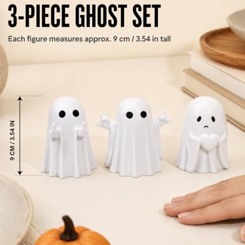 Halloween Ghost Figurine Cute Spooky Ghost Statue Indoor Decorations Farmhouse Tiered Tray Decor for Home, Desk, Party Decor - color: 3pcs