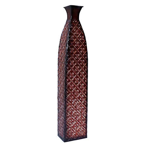 Hosley Antique Red Colored Metal Embossed Floor Vase - 24.5" High. Ideal Gift for Floral Arrangements Weddings, Party, Spa, Reiki, Meditation Settings with Dried Flowers O5 - color: Antique Red