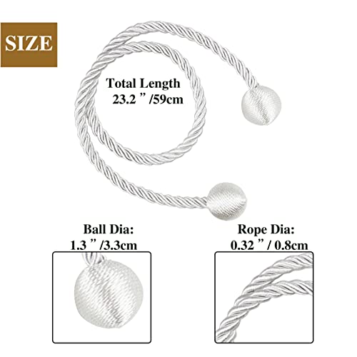 Curtain Tiebacks Outdoor Elegant Decorative Tie Backs Modern Rope Tiebacks for Drapes Window Curtain Holdbacks for Draperies (White, 4) - color: White