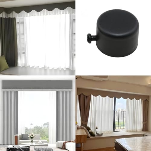 4Pcs Black Metal Curtain Rod End Caps 1.1 Inch
