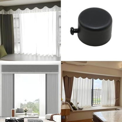4Pcs Black Metal Curtain Rod End Caps 1.1 Inch