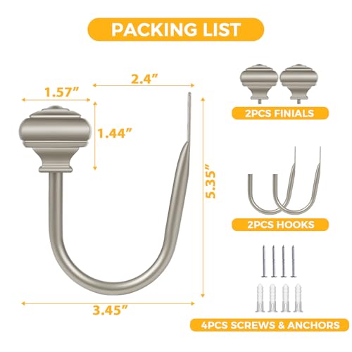USFOOK Antique Silver Curtain Holdbacks, Drapery Tiebacks, 2 Pack/1 Pair - color: Antique Silver
