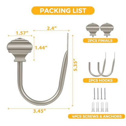 USFOOK Antique Silver Curtain Holdbacks, Drapery Tiebacks, 2 Pack/1 Pair - color: Antique Silver