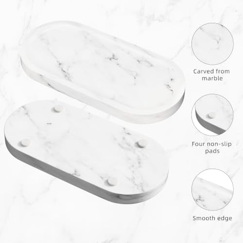 Decorative Trays with Natural Patterns,9.8x4.7x0.7in,Carrara White - color: Carrara White