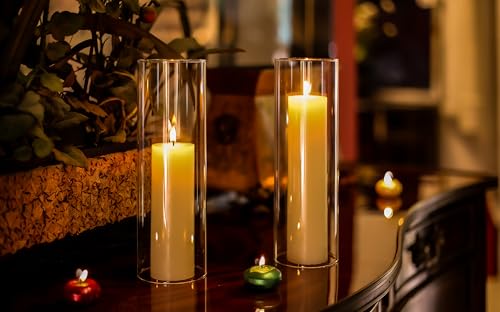 CYS EXCEL 6 PCS (H:10" D:3") Open Ended Glass Hurricane Candleholder Tube Shade Bottomless Candle Chimney Cover - size: 3" wide x 10" tall