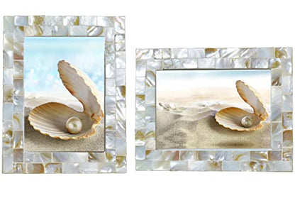 Mother of Pearl 6x8 Picture Frame White | Natural White Pearl, Wall Picture Frame,Tabletop Glass Photo Frame,Mosaic,1pc - color: Natural White, size: 6x8 Inch