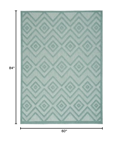 Nourison Home Versatile Aqua Teal 5' x 7' Area Rug - Easy Clean, Non Shedding, Bed Room, Living Room, Dining Room, Kitchen (5' x 7') - color: Aqua Teal, size: 5' x 7' (Rectangular)