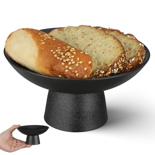 Cabilock Ceramic Pedestal Fruit Bowl Black Footed Bowl for Kitchen Counter Dessert and Snack Serving Stand Decorative Fruit Dish for Banquets Home Decor 5.90 X 5.90 X 2.95 in