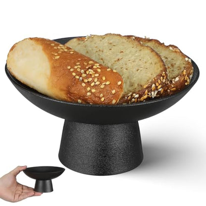 Cabilock Ceramic Pedestal Fruit Bowl Black Footed Bowl for Kitchen Counter Dessert and Snack Serving Stand Decorative Fruit Dish for Banquets Home Decor 5.90 X 5.90 X 2.95 in