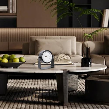 Vintage Mirror Table Clock on Stand, Black, Analog