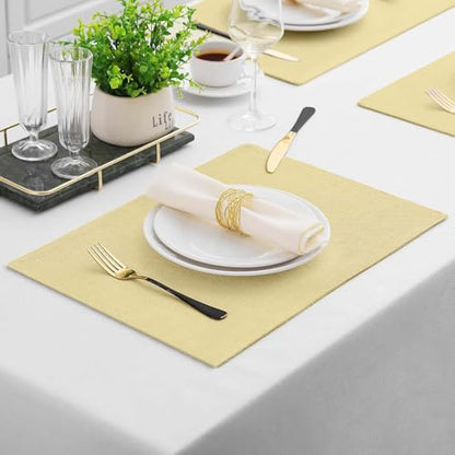Homaxy Cloths Placemats for Dining Table Set of 6, 13" x 19", Lemon Yellow - color: Lemon Yellow, size: Placemats Set of 6